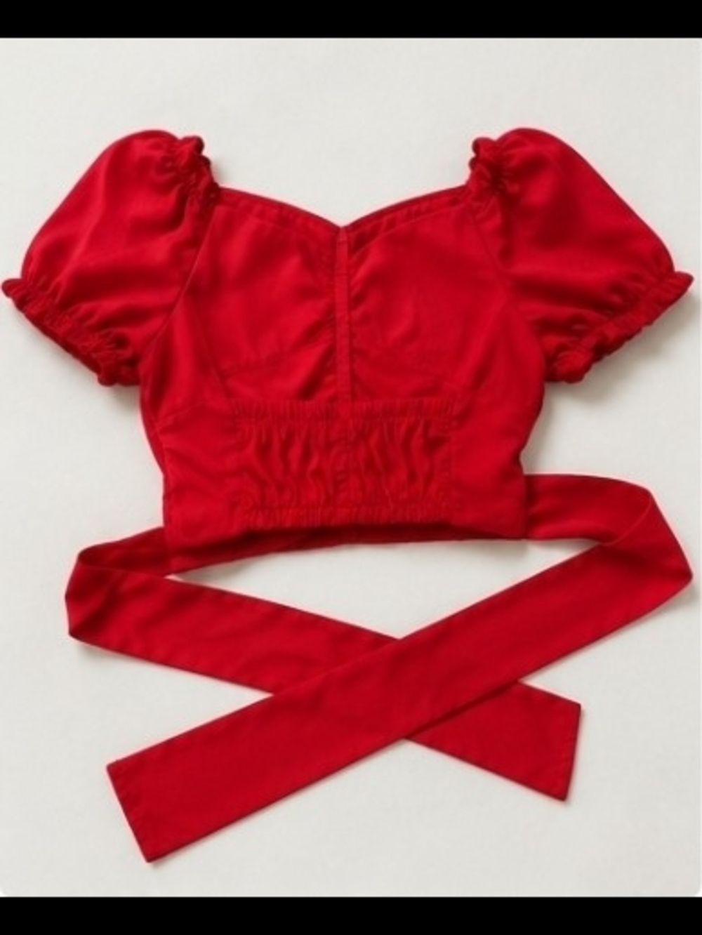 Rue21 Red Puff-Sleeve Wrap Crop Top